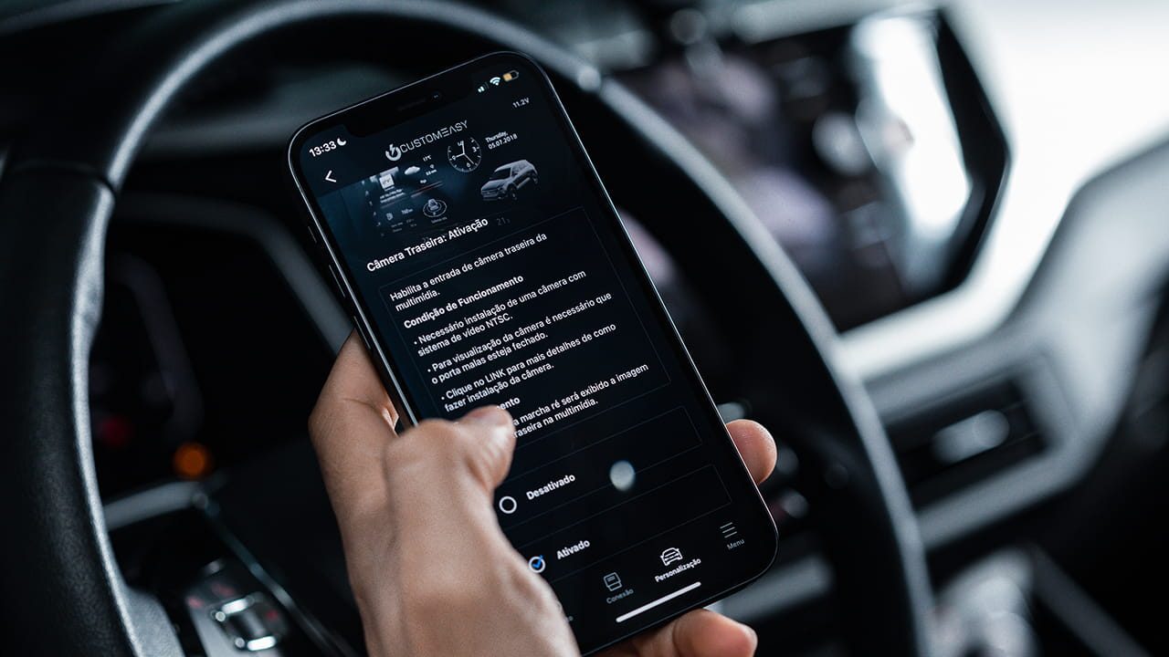 ativação de câmera pelo app do customeasy